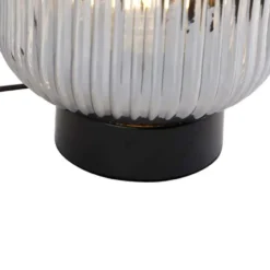 Qazqa tafellamp met glas karel zwart e27