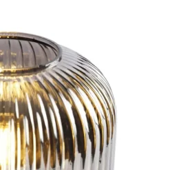 Qazqa tafellamp met glas karel zwart e27