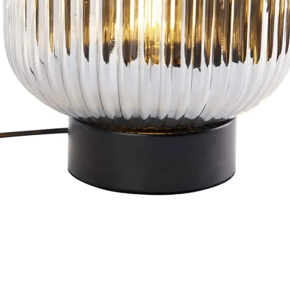 Qazqa tafellamp met glas karel zwart e27
