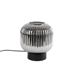 Qazqa tafellamp met glas karel zwart e27