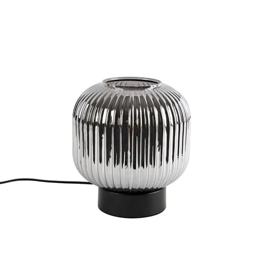 Qazqa tafellamp met glas karel zwart e27