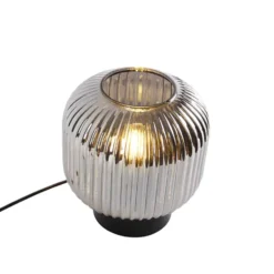 Qazqa tafellamp met glas karel zwart e27