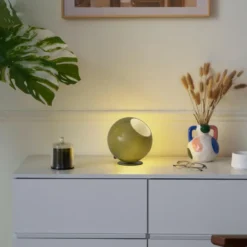 Qazqa tafellamp met glas mabel groen e27