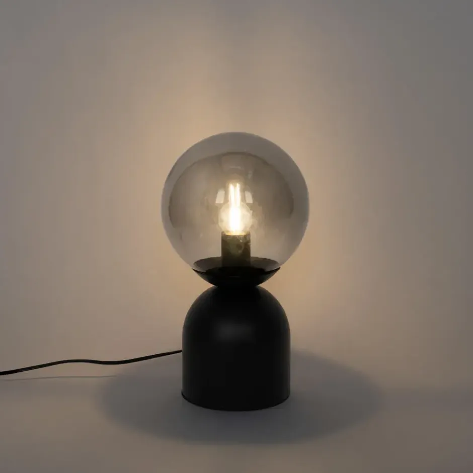 Qazqa tafellamp met glas pallontrend zwart e27
