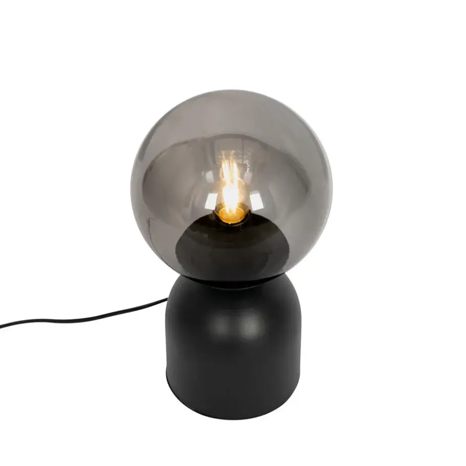 Qazqa tafellamp met glas pallontrend zwart e27