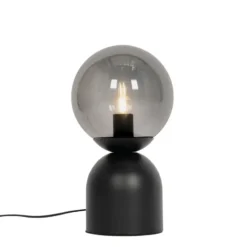 Qazqa tafellamp met glas pallontrend zwart e27