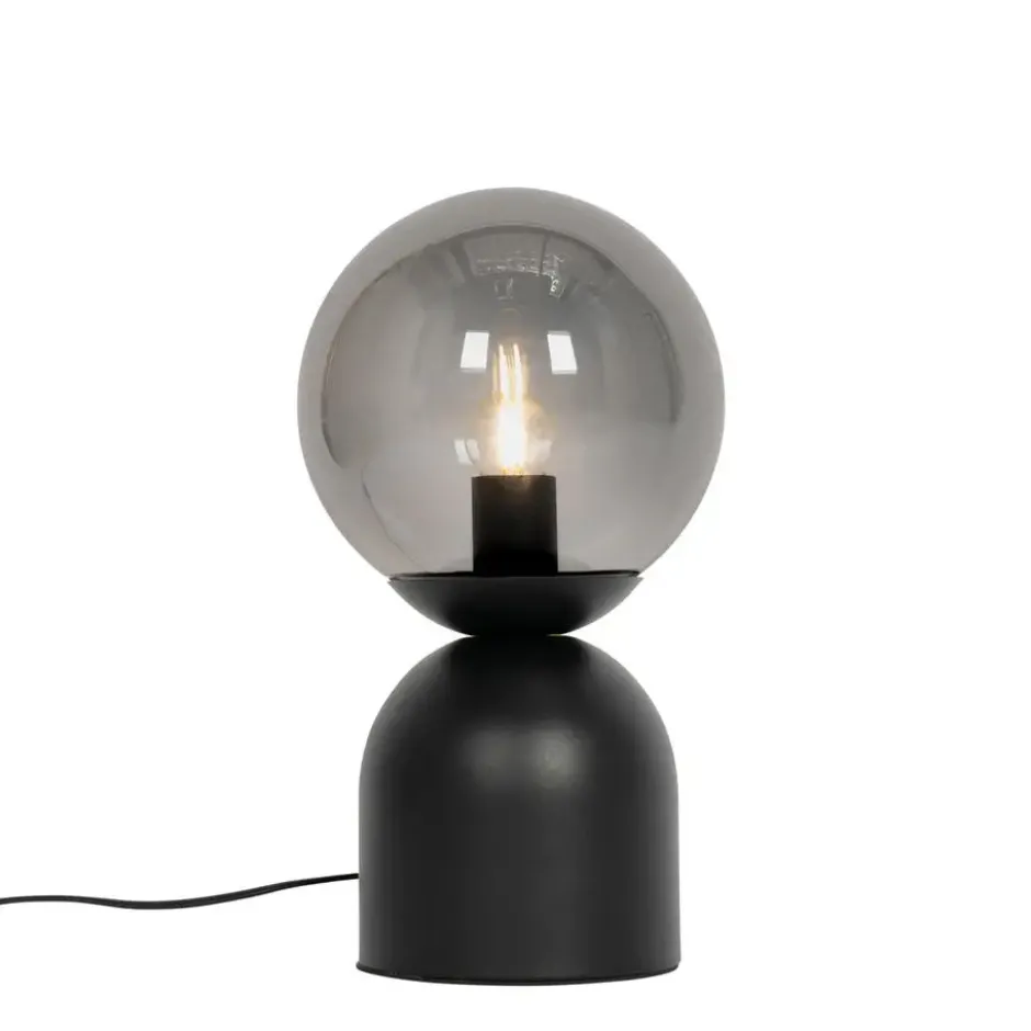 Qazqa tafellamp met glas pallontrend zwart e27