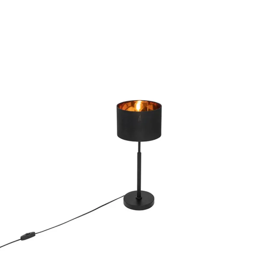 Qazqa tafellamp vt zwart e27