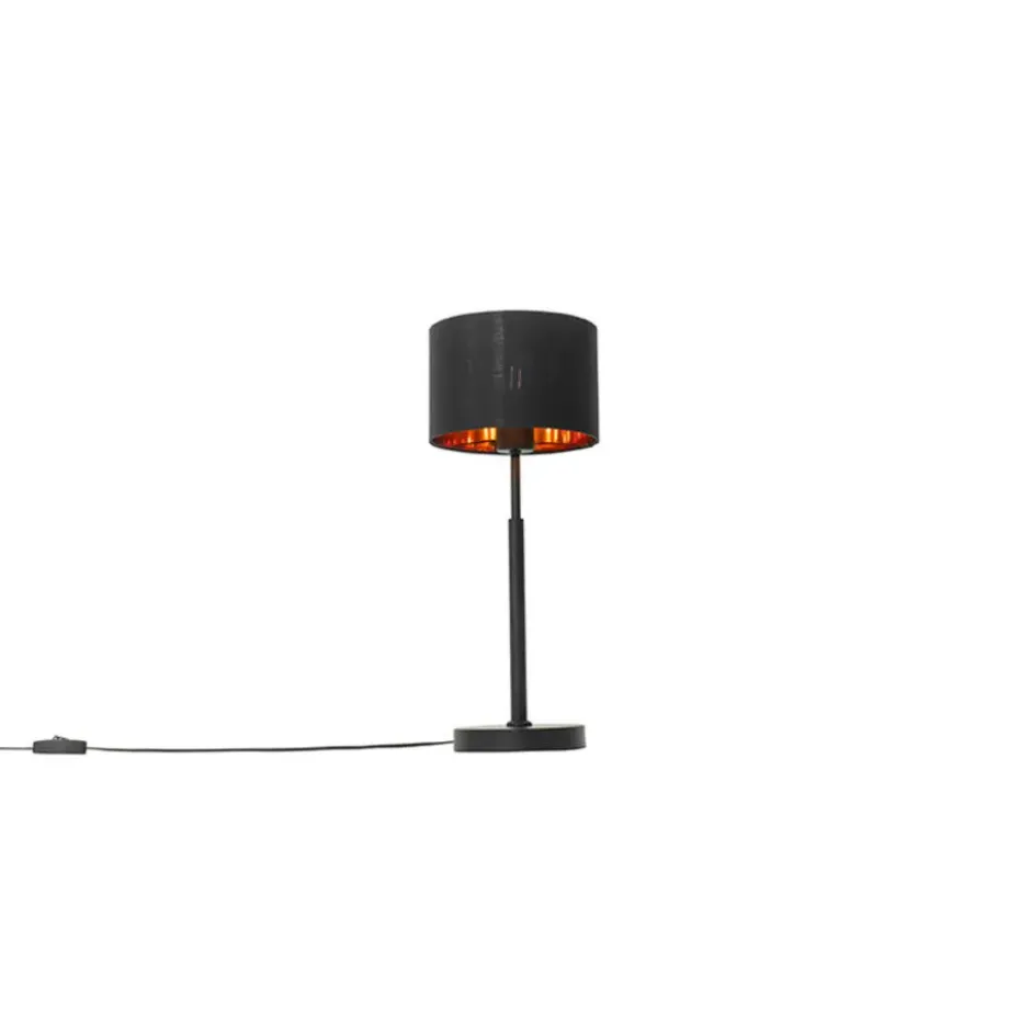 Qazqa tafellamp vt zwart e27