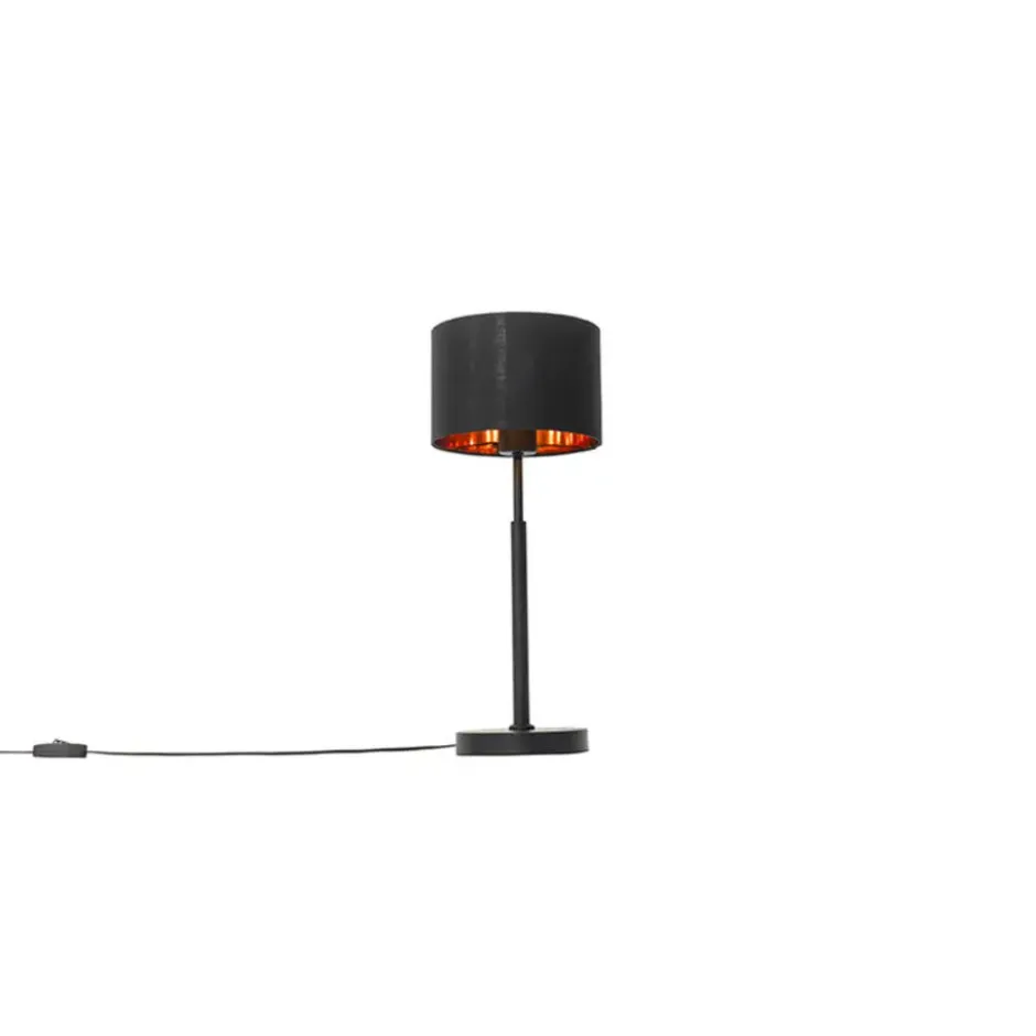 Qazqa tafellamp vt zwart e27