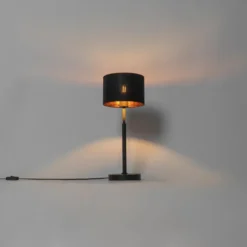 Qazqa tafellamp vt zwart e27