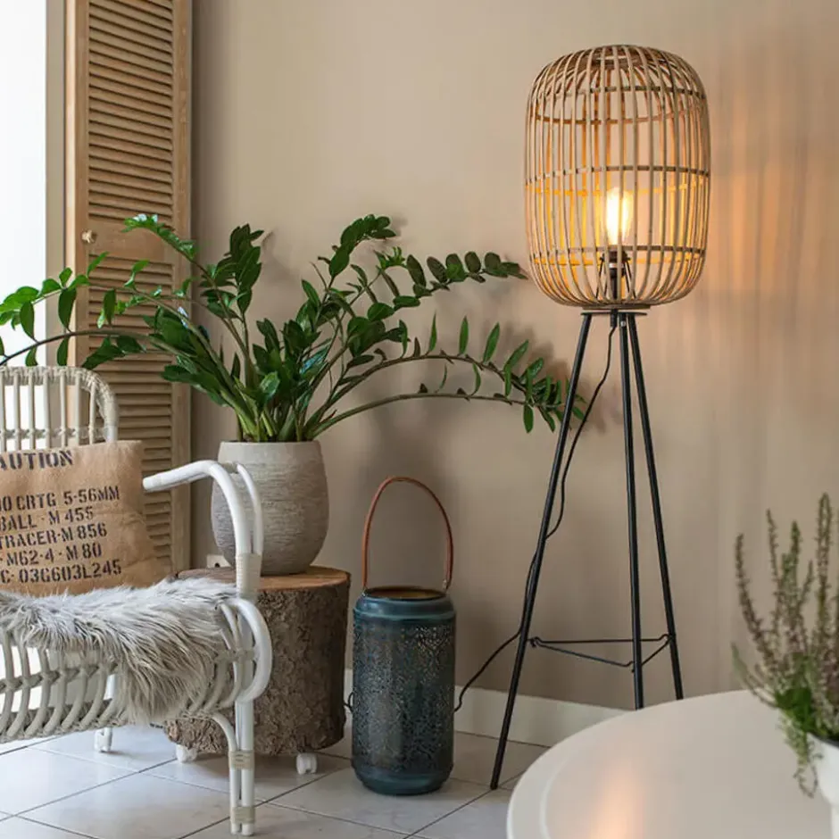 Qazqa tripod lamp manila beige e27