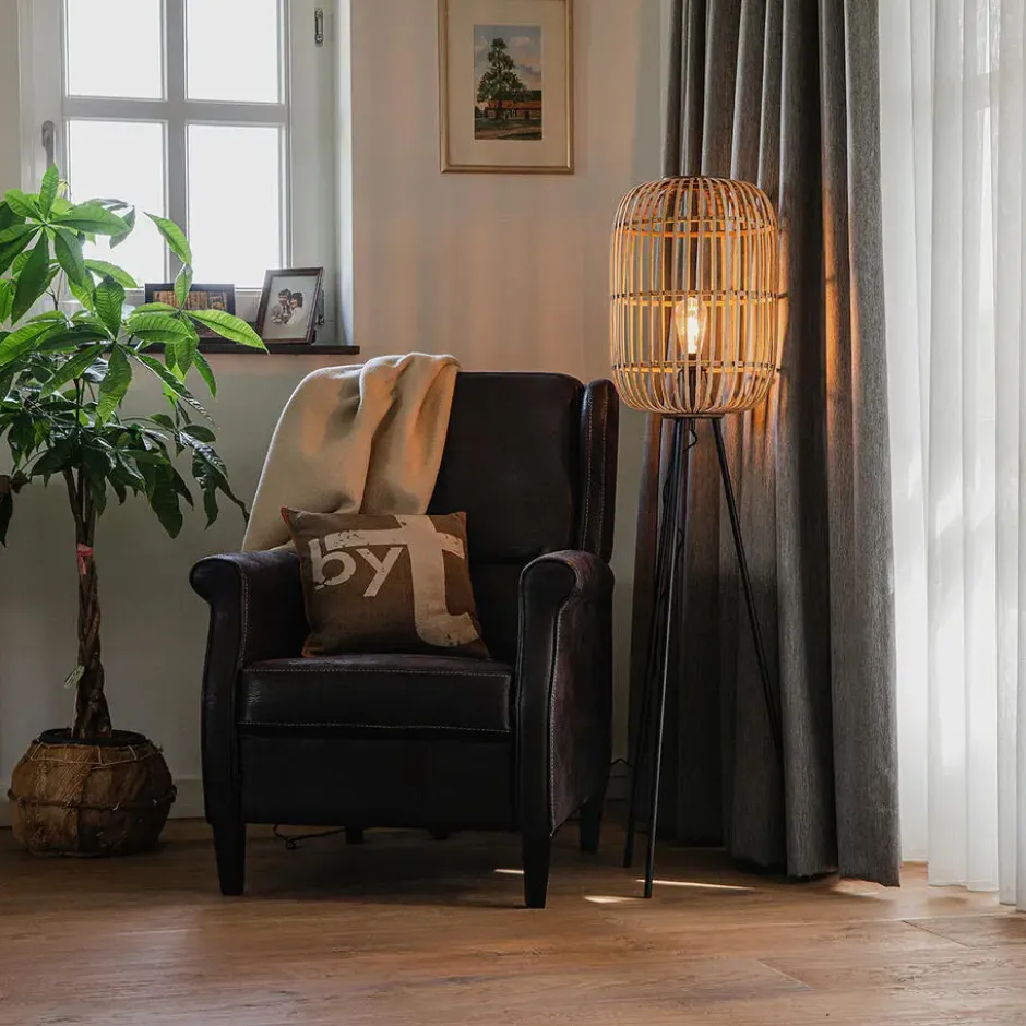 Qazqa tripod lamp manila beige e27