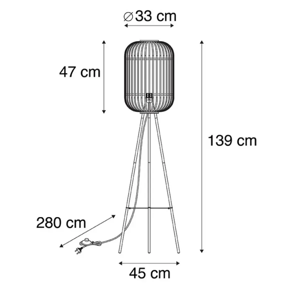 Qazqa tripod lamp manila beige e27