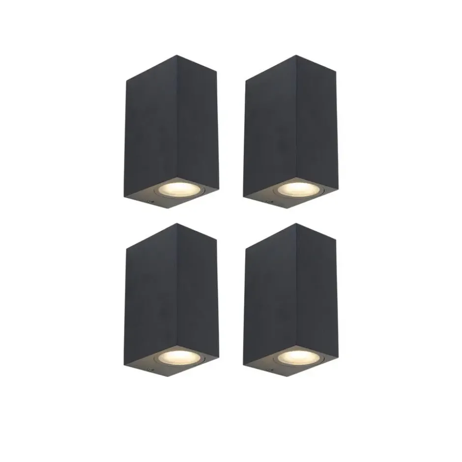Qazqa up‑ en downlight lamp baleno zwart gu10