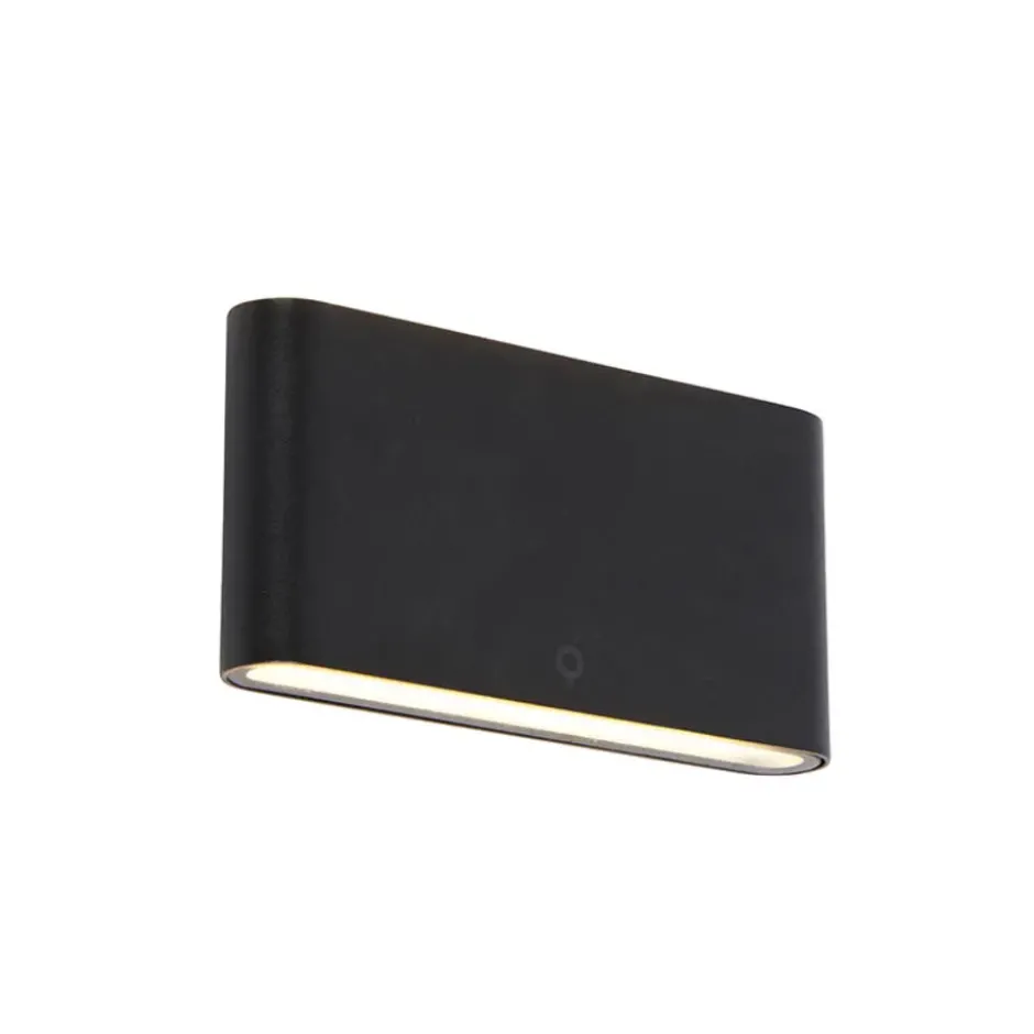 Qazqa up‑ en downlight lamp batt zwart geïntegreerde led