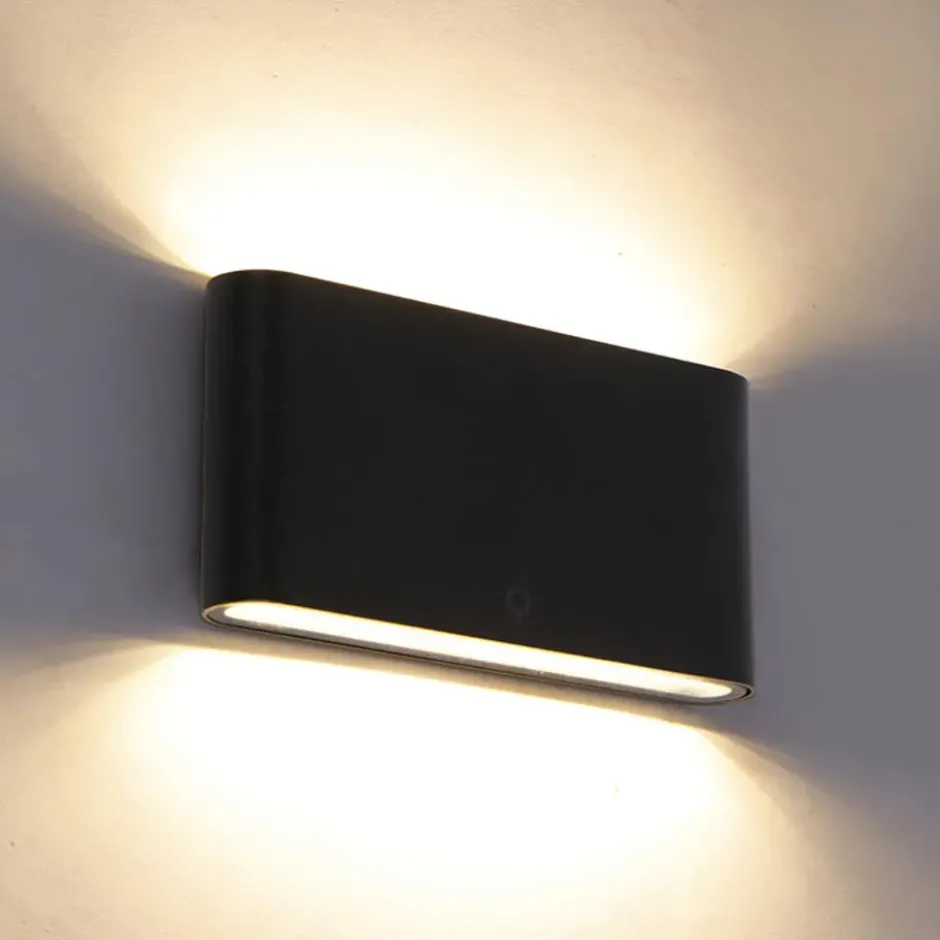 Qazqa up‑ en downlight lamp batt zwart geïntegreerde led