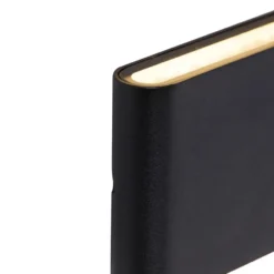 Qazqa up‑ en downlight lamp batt zwart geïntegreerde led