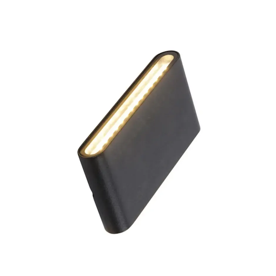 Qazqa up‑ en downlight lamp batt zwart geïntegreerde led