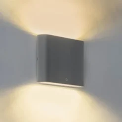 Qazqa up‑ en downlight lamp batt grijs geïntegreerde led