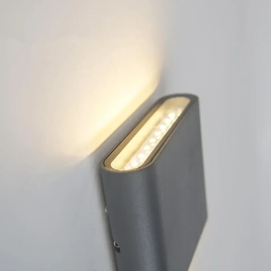Qazqa up‑ en downlight lamp batt grijs geïntegreerde led