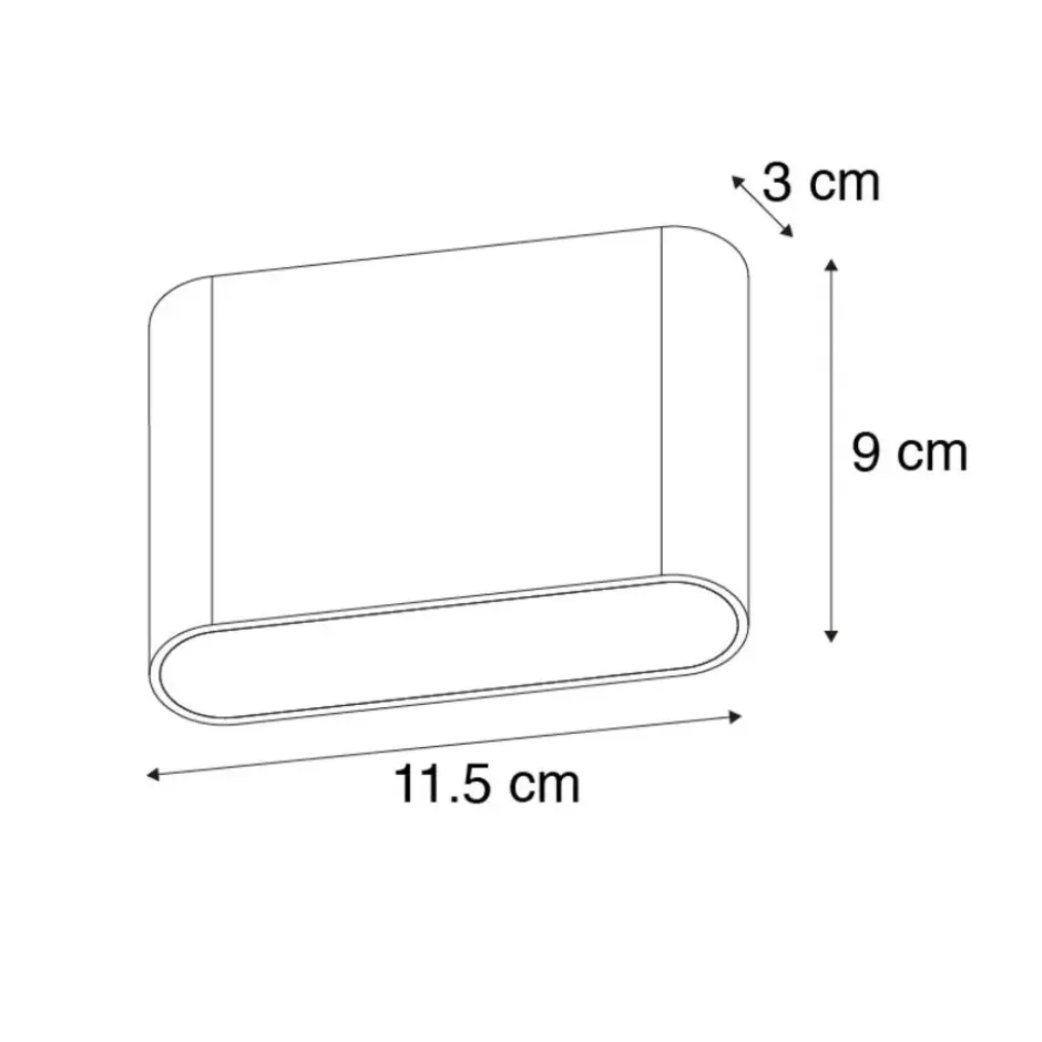 Qazqa up‑ en downlight lamp batt grijs geïntegreerde led