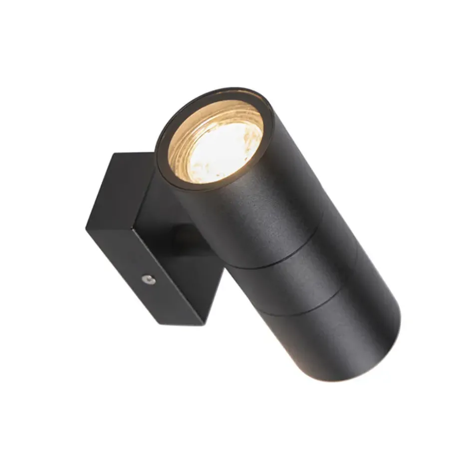 Qazqa up‑ en downlight lamp duo zwart gu10