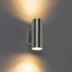 Qazqa up‑ en downlight lamp duo zilverkleurig gu10