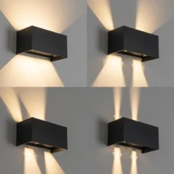 Qazqa up‑ en downlight lamp edwin zwart geïntegreerde led