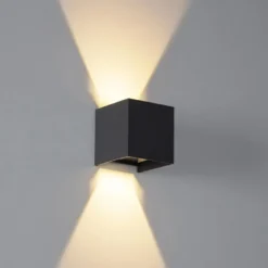 Qazqa up‑ en downlight lamp edwin zwart geïntegreerde led