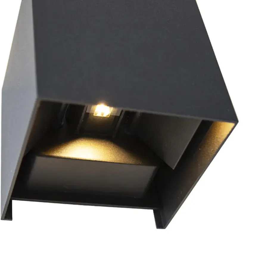 Qazqa up‑ en downlight lamp edwin zwart geïntegreerde led