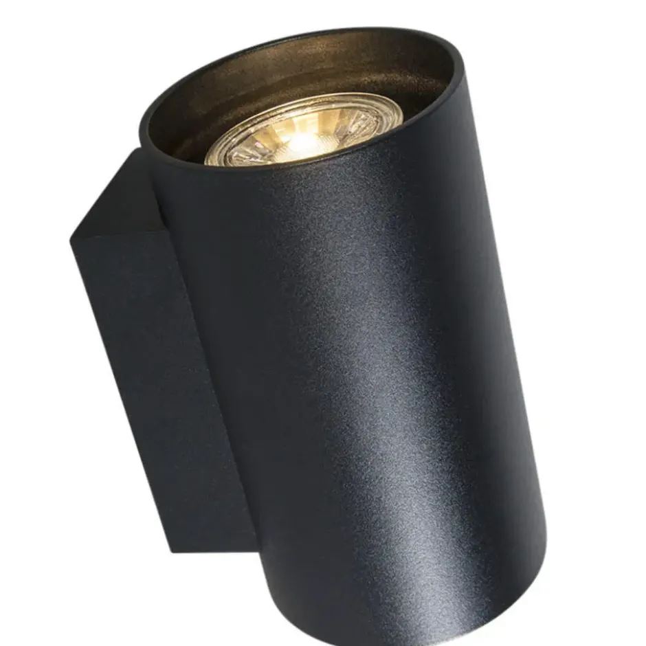 Qazqa up‑ en downlight lamp sandy zwart gu10