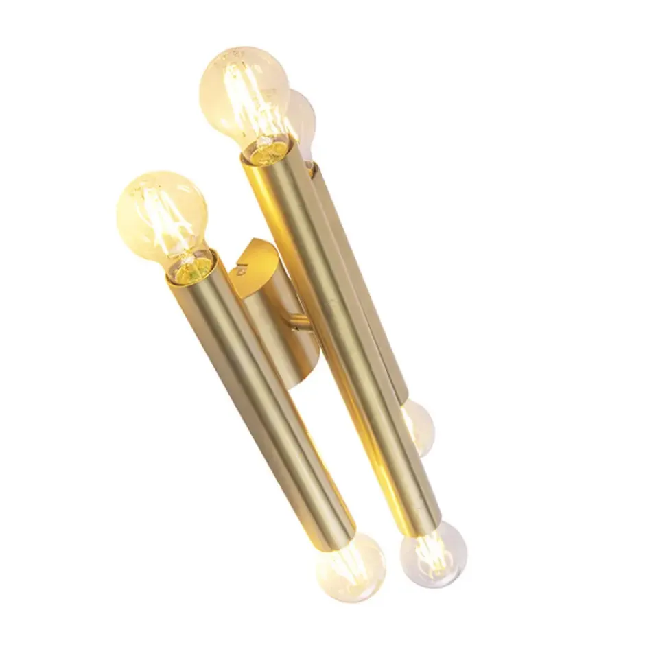 Qazqa up‑ en downlight lamp tubi goudkleurig e27