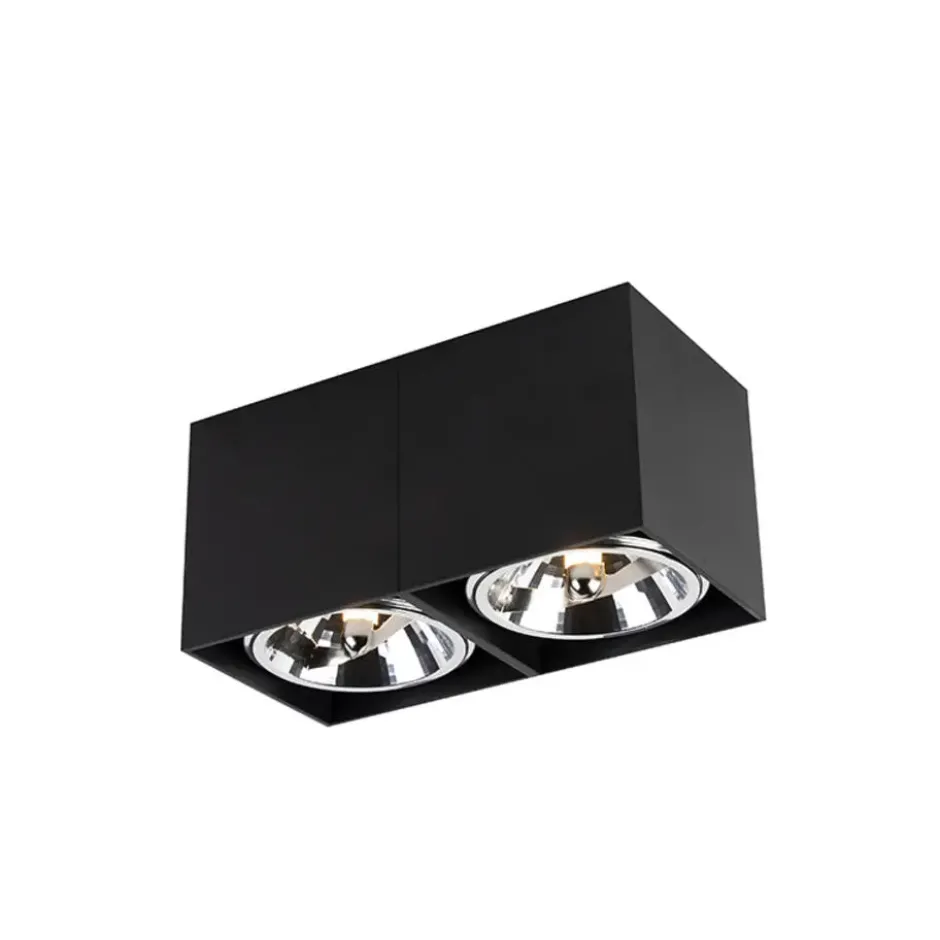 Qazqa verstelbare plafondspot box zwart g9