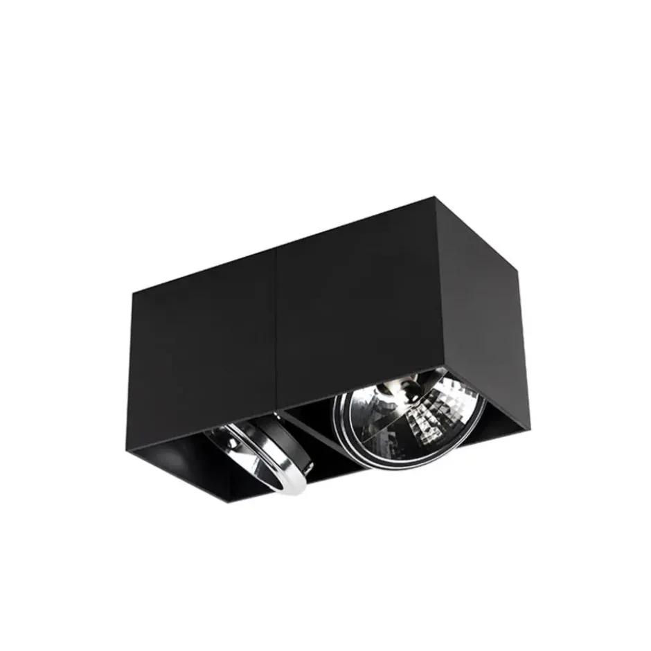 Qazqa verstelbare plafondspot box zwart g9