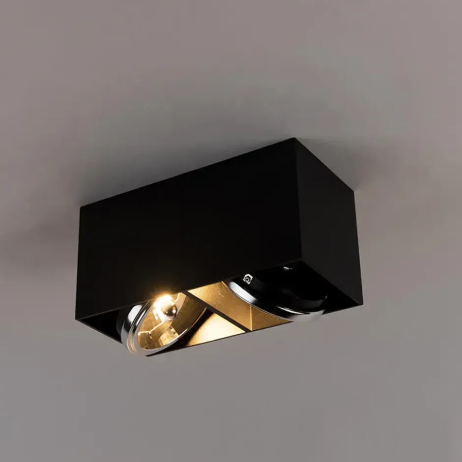 Qazqa verstelbare plafondspot box zwart g9