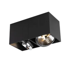 Qazqa verstelbare plafondspot box zwart g9
