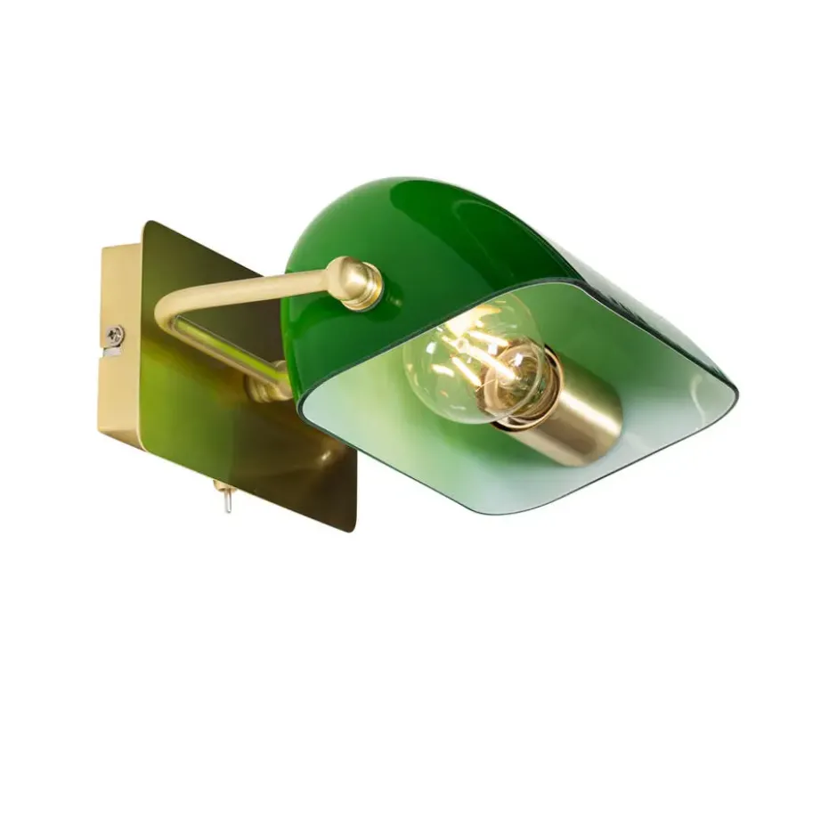 Qazqa verstelbare wandlamp banker groen e27
