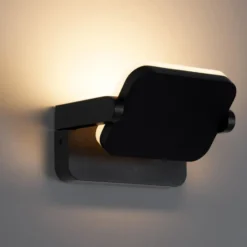 Qazqa verstelbare wandlamp kamile zwart geïntegreerde led