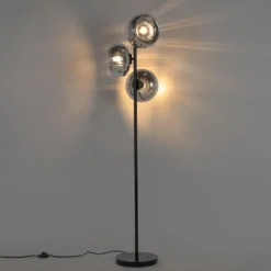 Qazqa vloerlamp ayesha zwart e27