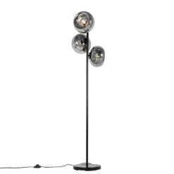 Qazqa vloerlamp ayesha zwart e27