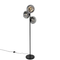 Qazqa vloerlamp ayesha zwart e27