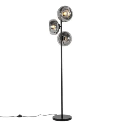 Qazqa vloerlamp ayesha zwart e27