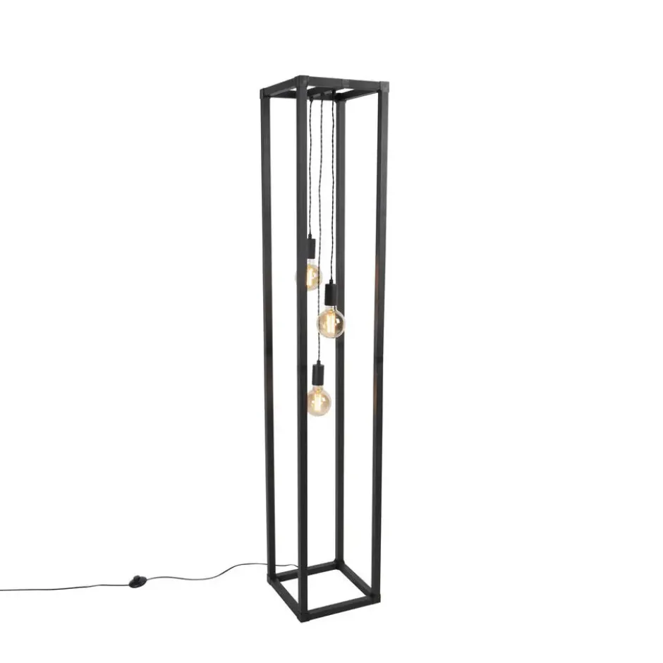 Qazqa vloerlamp big_cage zwart e27