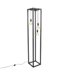 Qazqa vloerlamp big_cage zwart e27