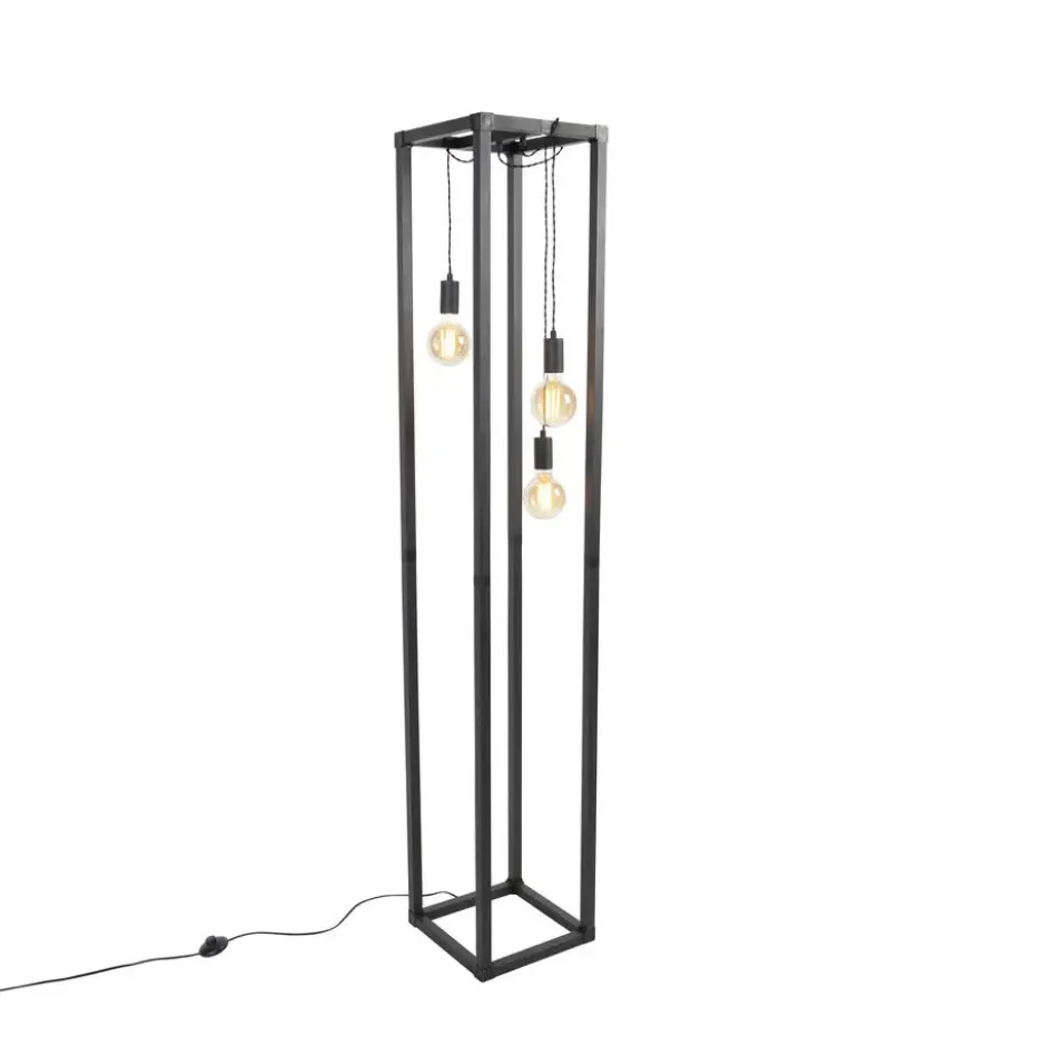 Qazqa vloerlamp big_cage zwart e27