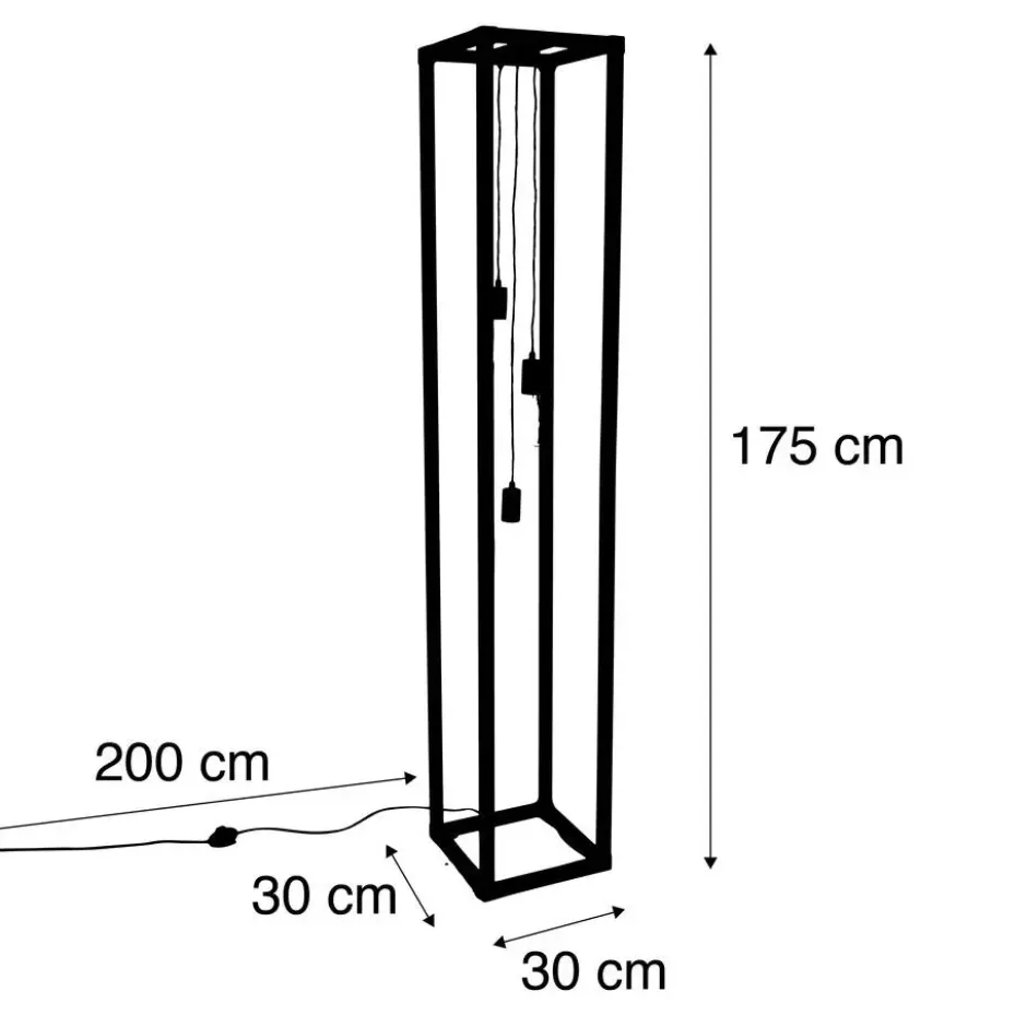 Qazqa vloerlamp big_cage zwart e27