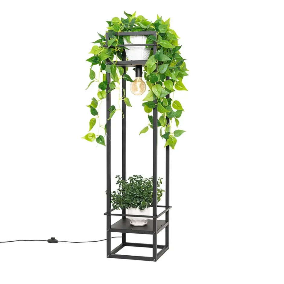 Qazqa vloerlamp cage rack zwart e27