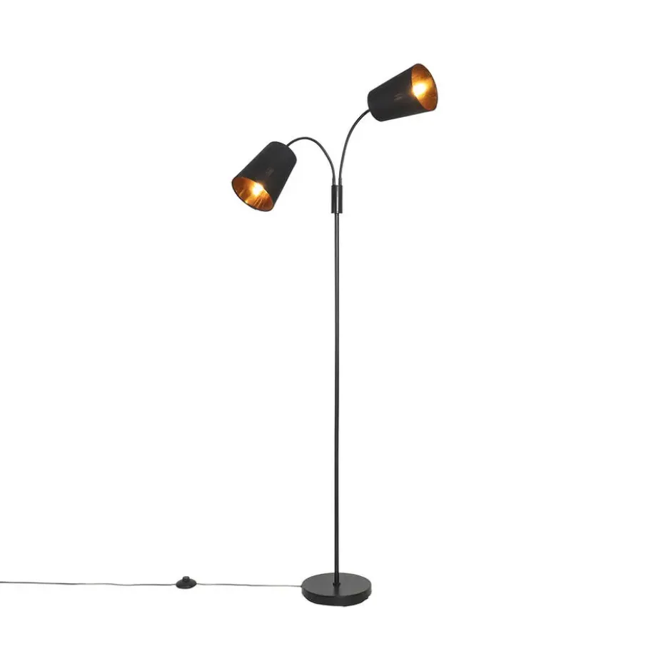 Qazqa vloerlamp carmen zwart e14