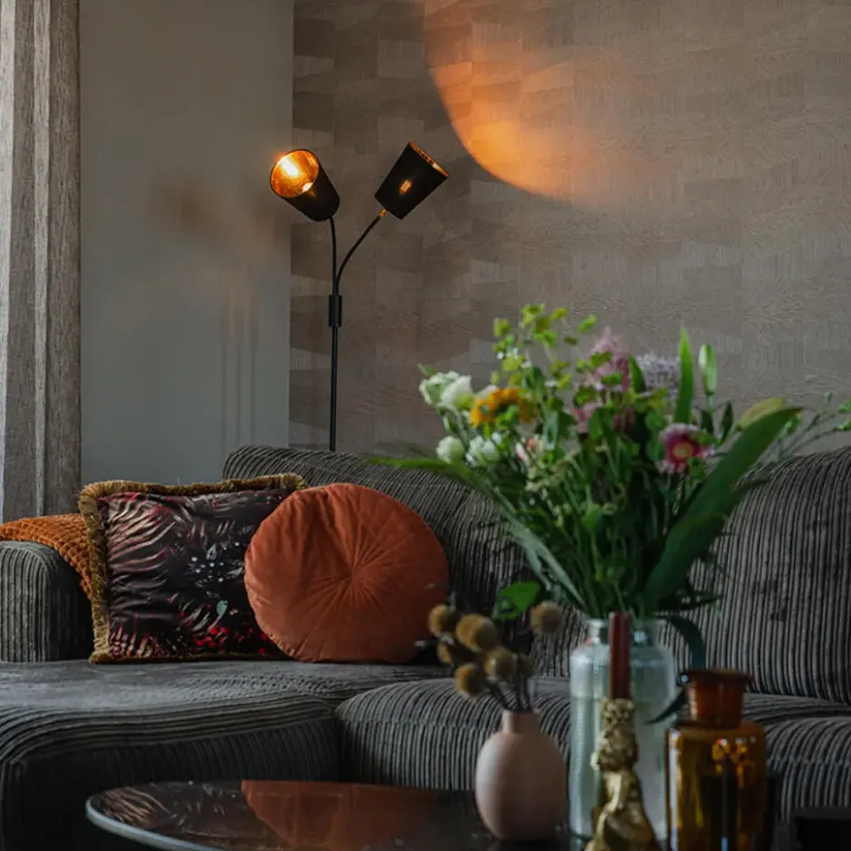Qazqa vloerlamp carmen zwart e14